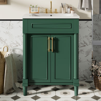 Bathroom Vanity With Integrated Sink and 2-Door Cabinet