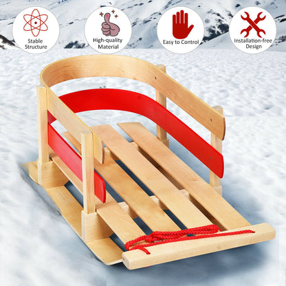 Outdoor Play Baby Kids Wooden Sled with Solid Wood Seat