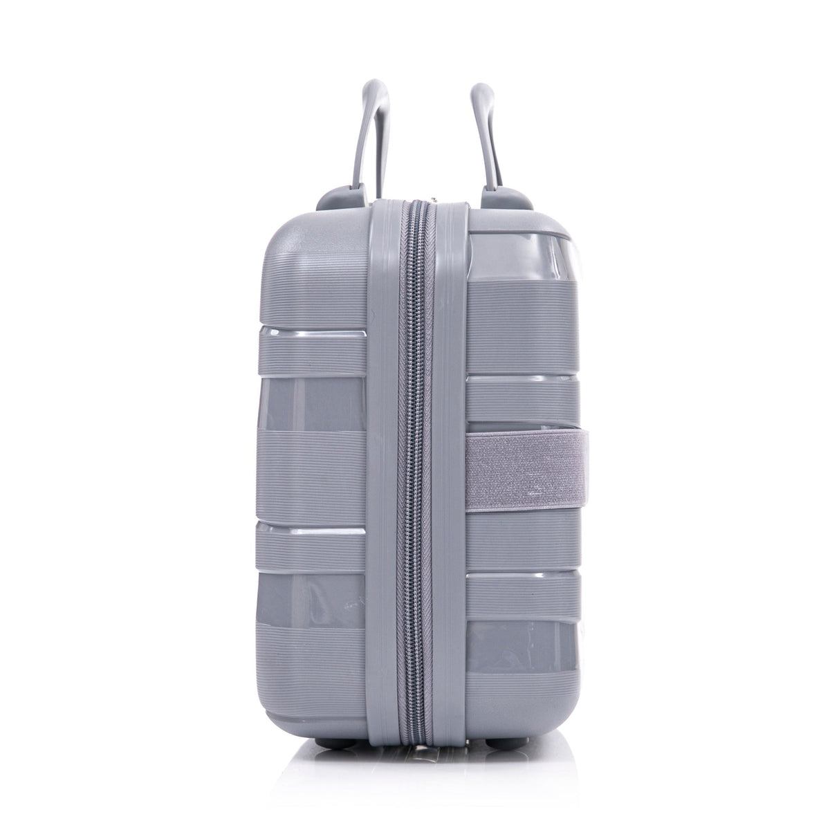 4-Piece Polypropylene Luggage Set with Spinner Wheels and Cosmetic Case - Light Gray