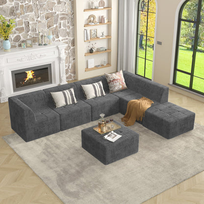 Modern Minimalist Ottoman Sofa Sleeper with Fabric Upholstery - Dark Gray or Black