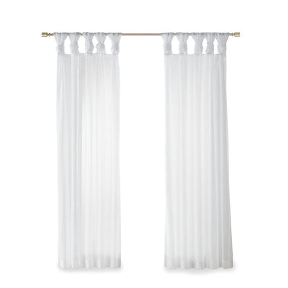 Twist Tab Voile Sheer Window Pair with Twist Tab Top – White Sheer Curtains