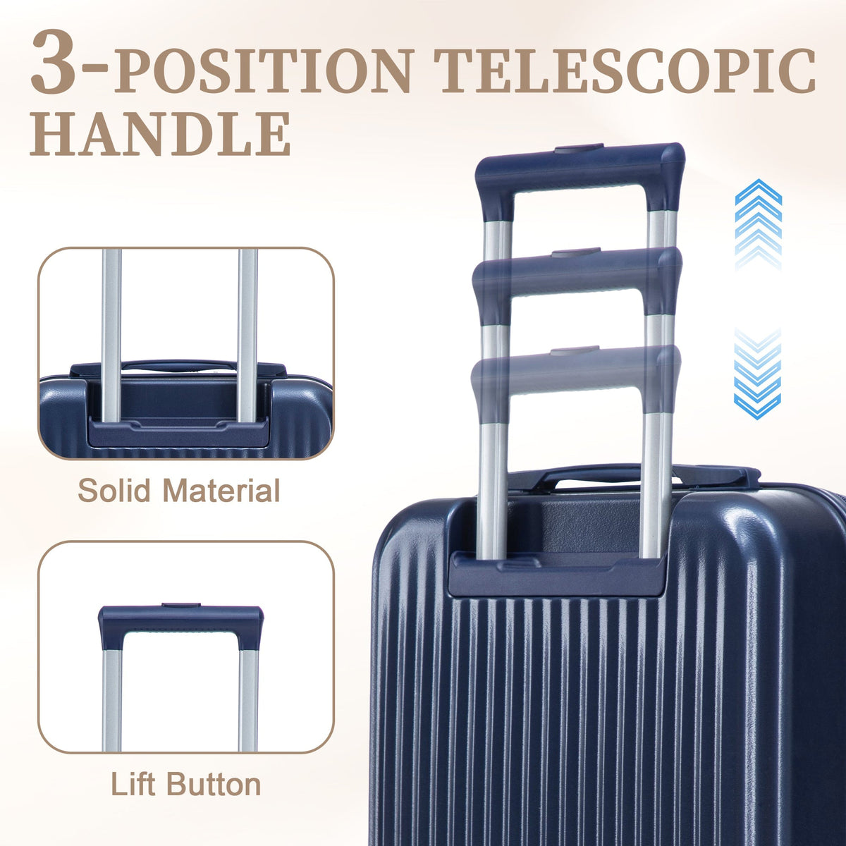 ABS Spinner Luggage Set with Combination Lock - Navy