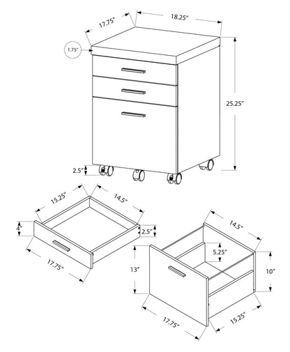 Rolling Mobile File Cabinet with Storage Drawers and Printer Stand - Wood
