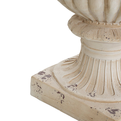 Garden Urn, Antique White, 27" H with Drainage Hole