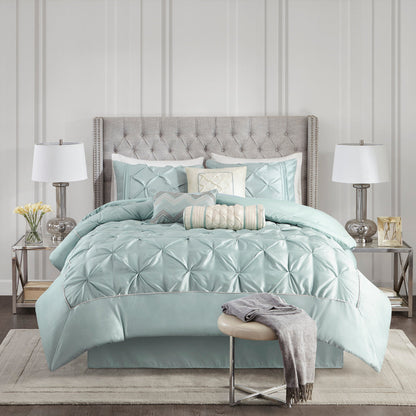 7 Piece Tufted Comforter Set - Seafoam King