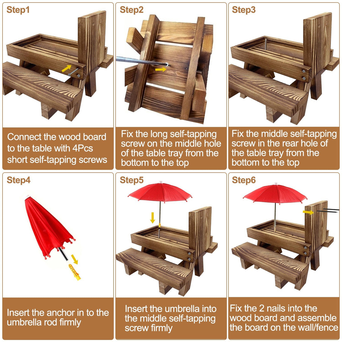 GBruno Squirrel Feeder Wooden Squirrel Picnic Table