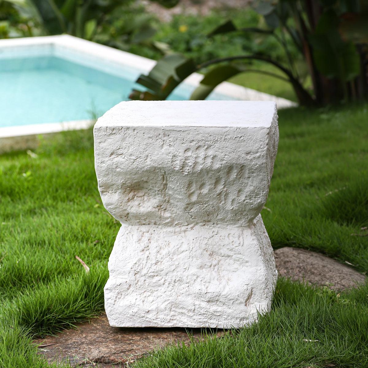Cleo Modern Outdoor Side Table with Weather-Resistant MGO - Matte White