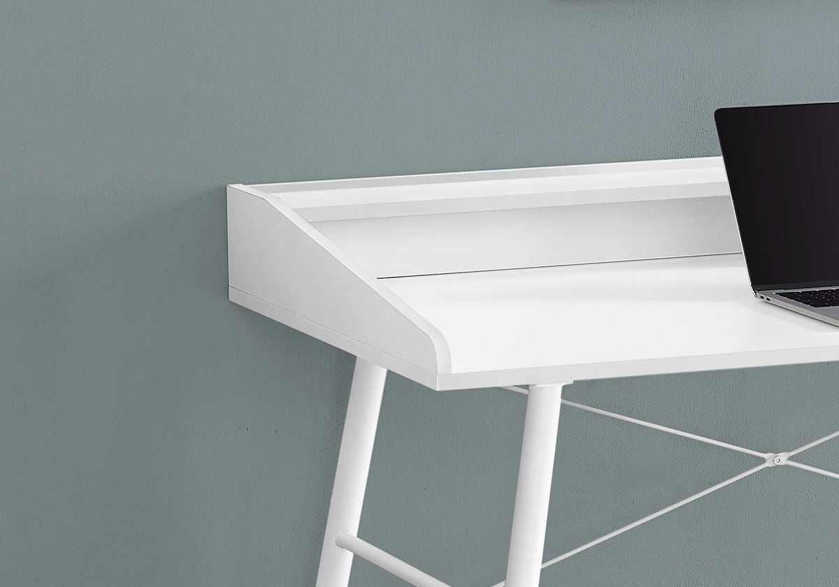 Contemporary Computer Desk with Storage Shelves - White, Black, or Gray
