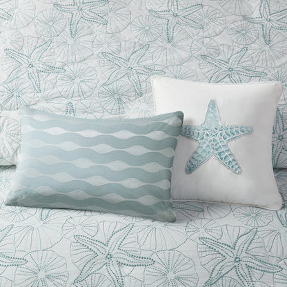 White Cotton Duvet Cover Mini Set with Embroidered Seashells – Full/Queen