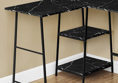 Contemporary L-Shape Corner Computer Desk with Marble Look Laminate - White or Black