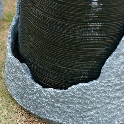 Broken Urn Water Fountain with Integrated Light - Dark Gray