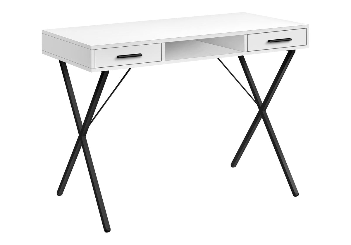 Contemporary Computer Desk with Storage Drawers - Metal & Wood