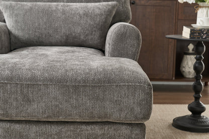 Modern Grey Upholstered Chaise Lounge Sofa Recliner with Solid Wood Frame - Grey