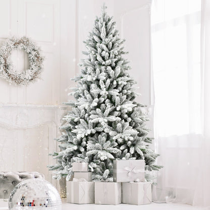 7ft Flocked Christmas Tree with 1514 Tips - White