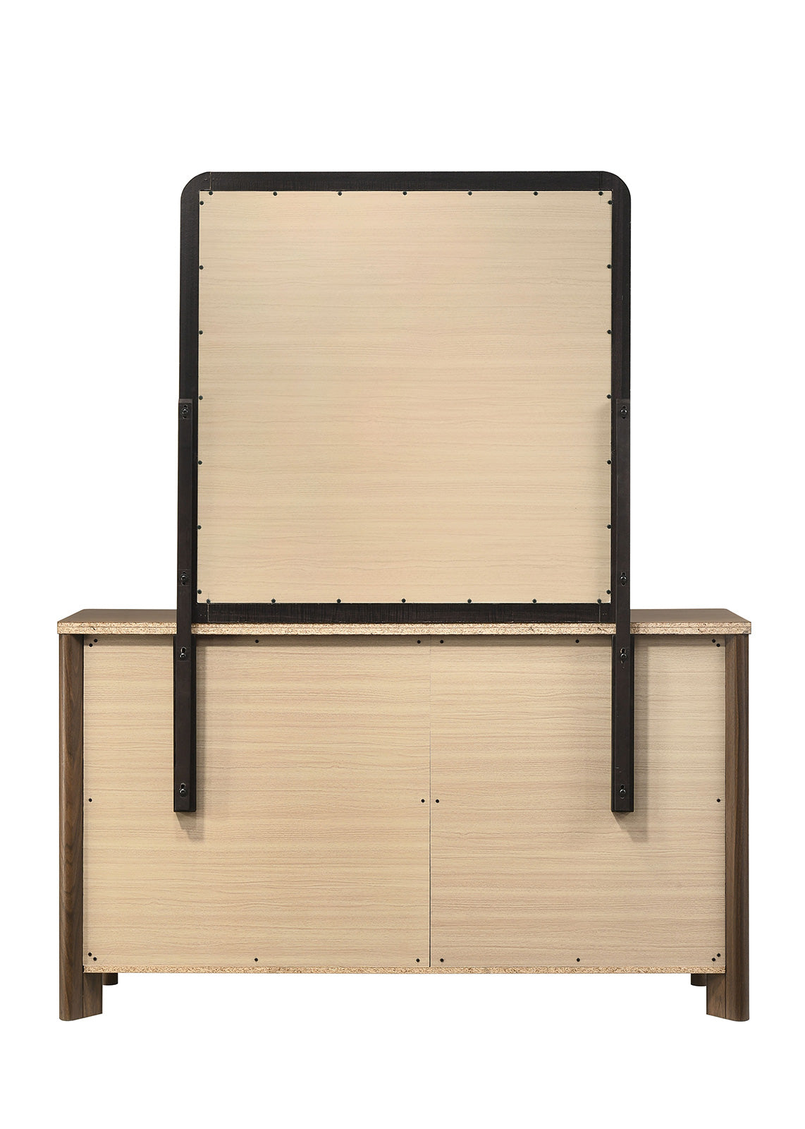 Walnut Color Solid Wood Dresser 6-Drawers with Rounded Edges - Walnut