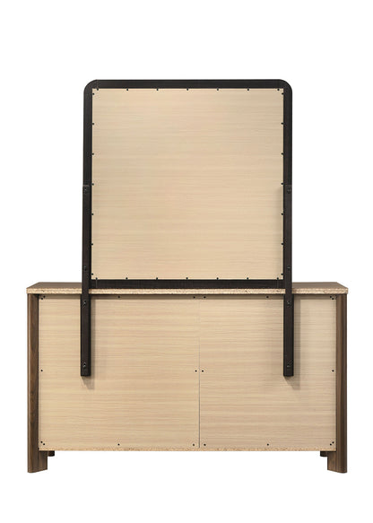 Walnut Color Solid Wood Dresser 6-Drawers with Rounded Edges - Walnut