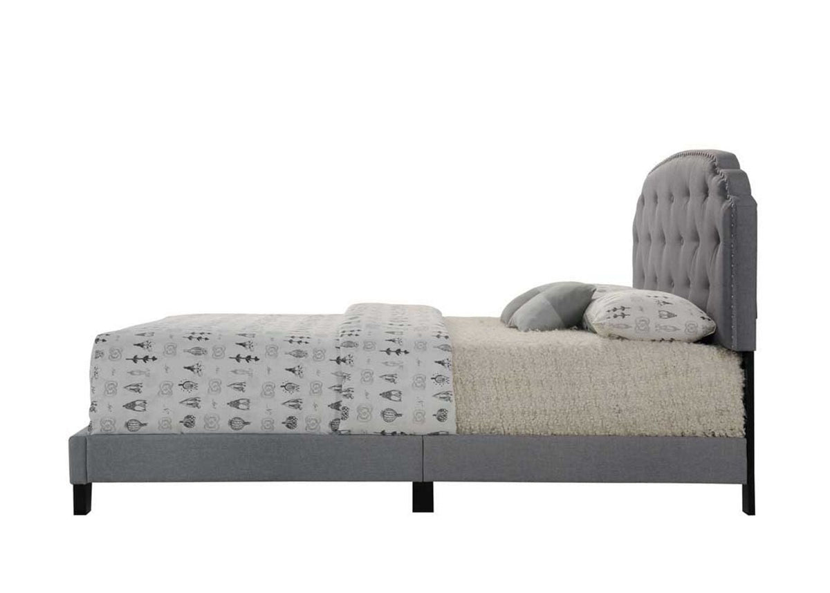 Queen Upholstered Bed with Tufted Headboard - Dark Gray