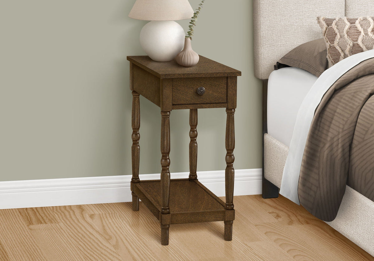 Accent End Table with 2 Tiers and Storage Drawer - Traditional Style