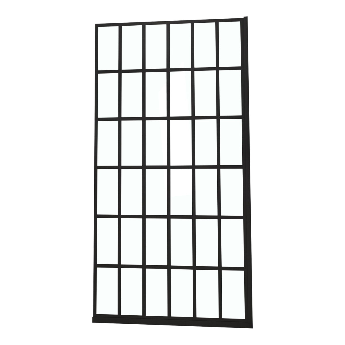 Frameless Fixed Shower Door with Open Entry Design – Matte Black