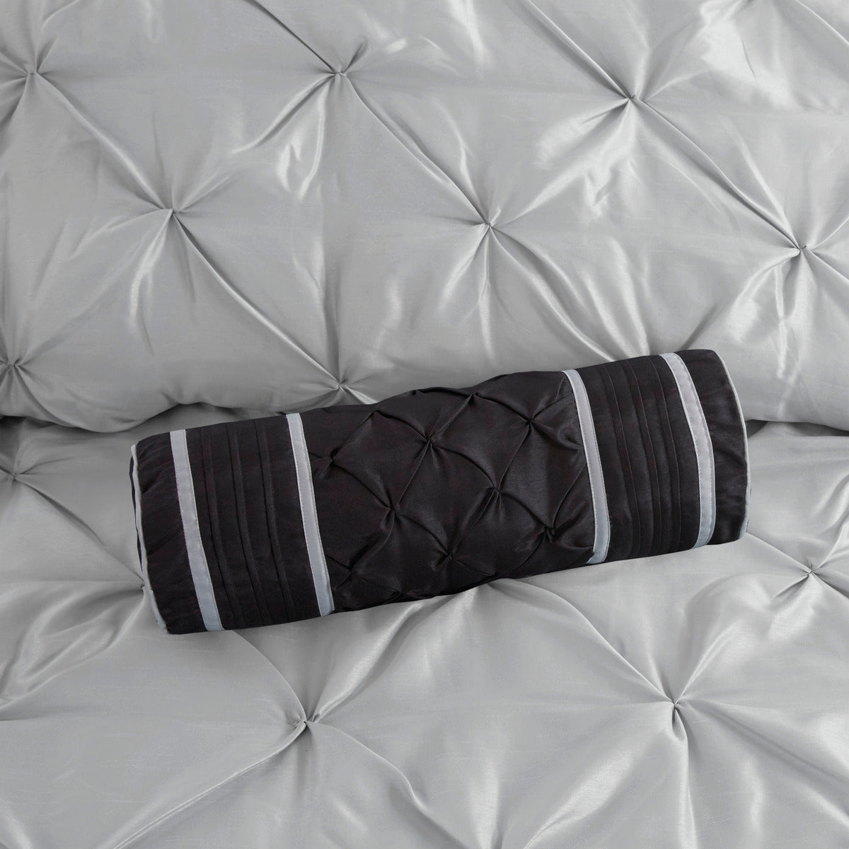 7 Piece Tufted Comforter Set - Grey - California King