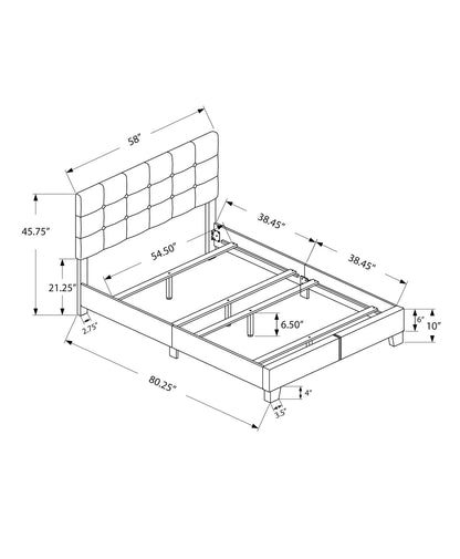 Transitional Upholstered Bed Frame with Tufted Fabric - Multiple Colors