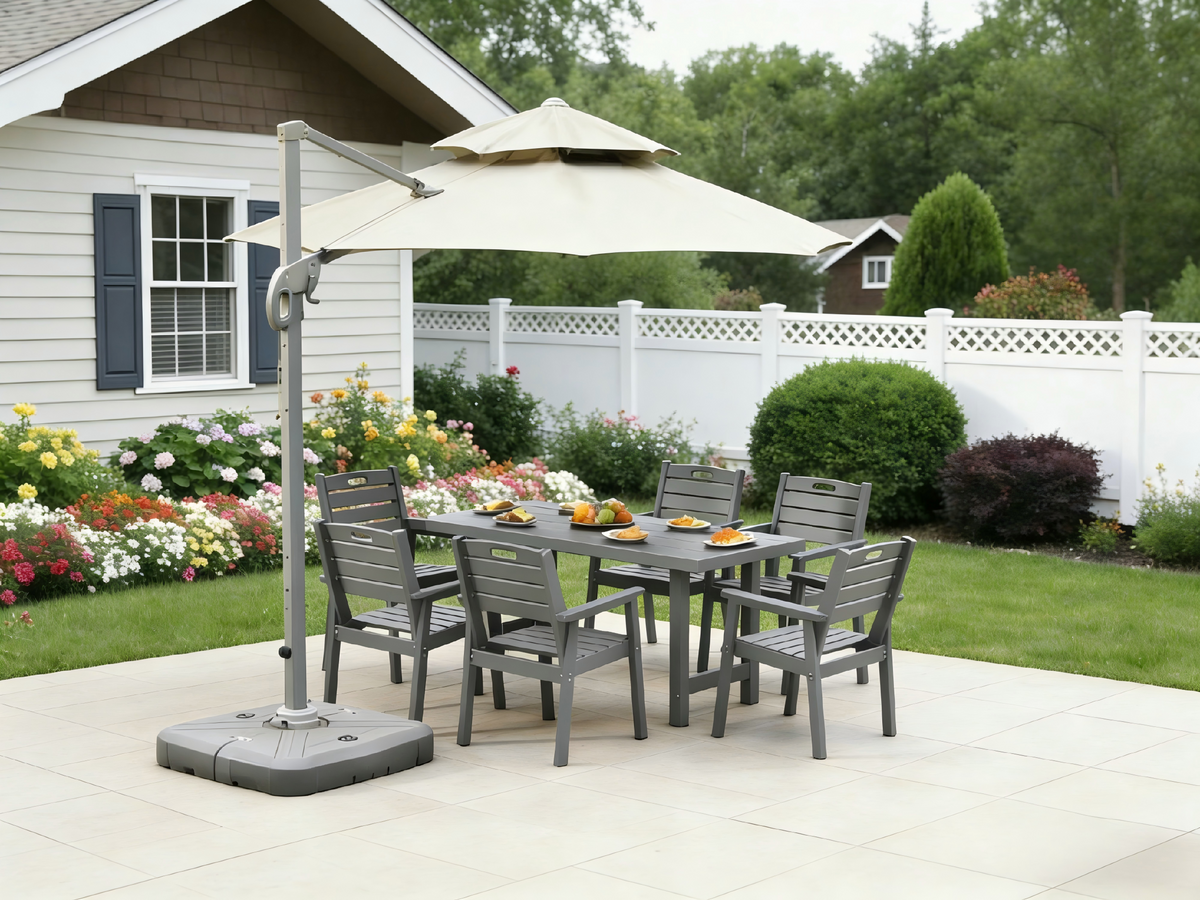 HDPE Outdoor Patio Dining Set with Table and Six Chairs