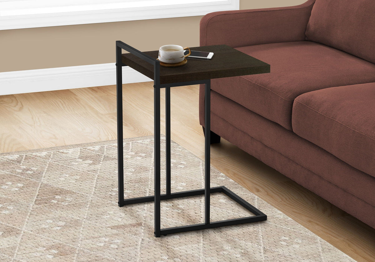 C-Shaped Accent Table with Metal Base - Versatile Wood-Look Top