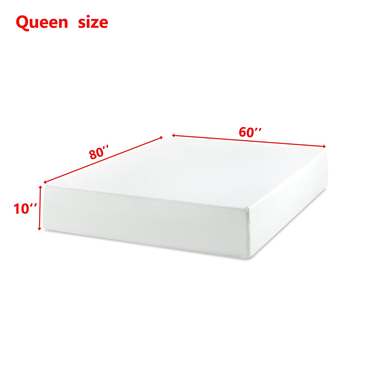 10" Tea Memory Foam Mattress with Pressure Relief - White