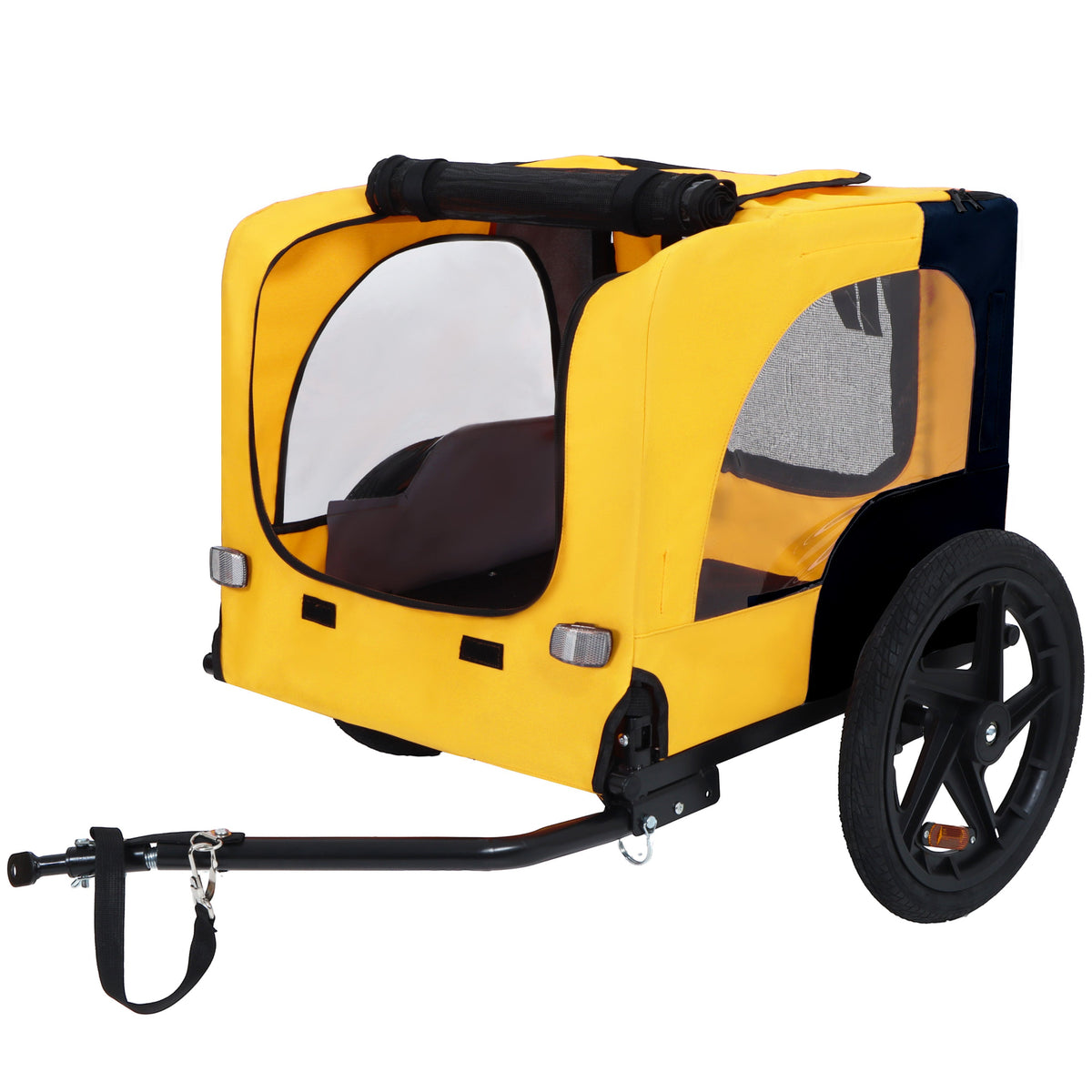 Pet Bike Trailer with Steel Frame and Foldable Design - Red