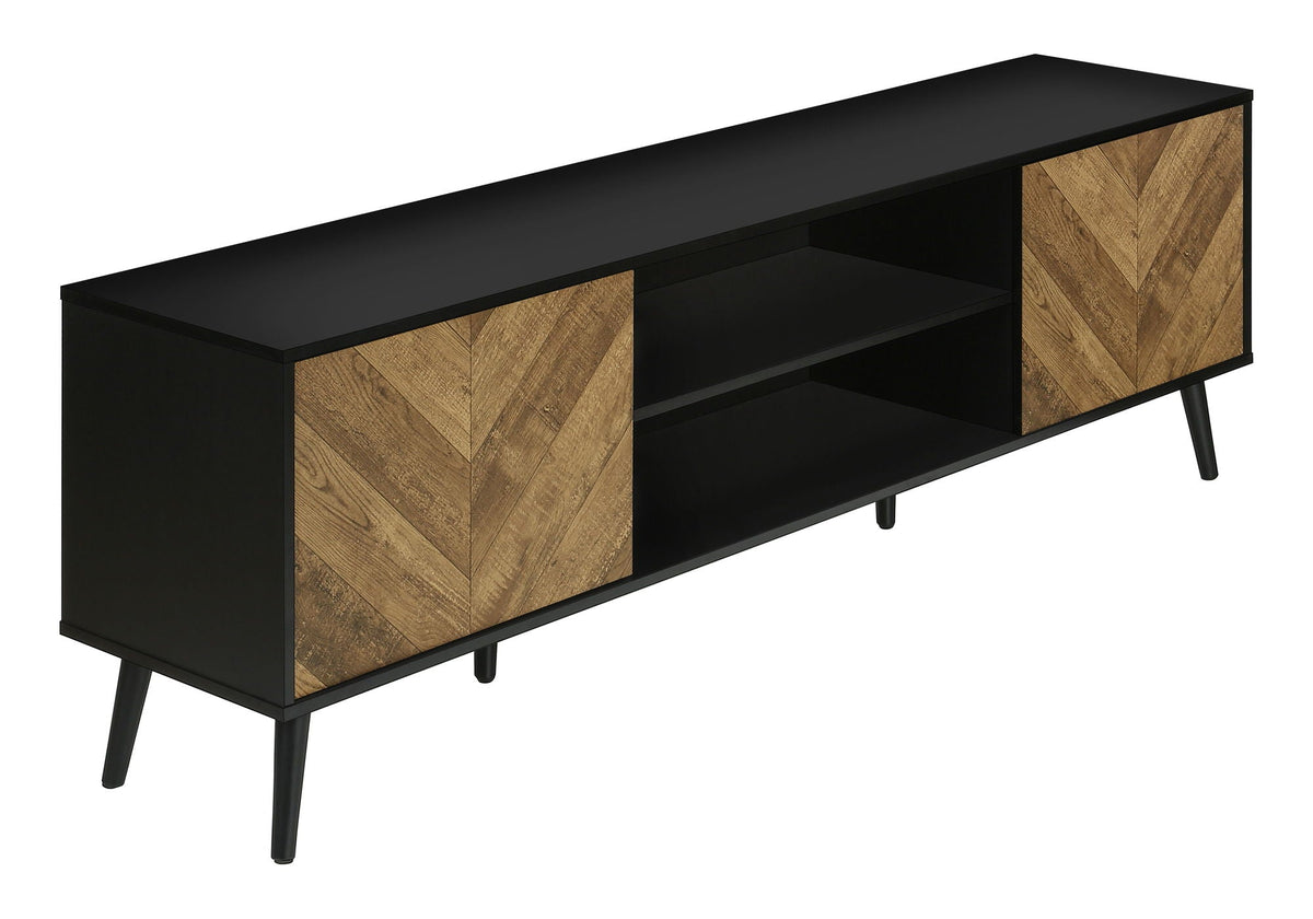 Modern Black TV Stand with Storage - 72 Inch