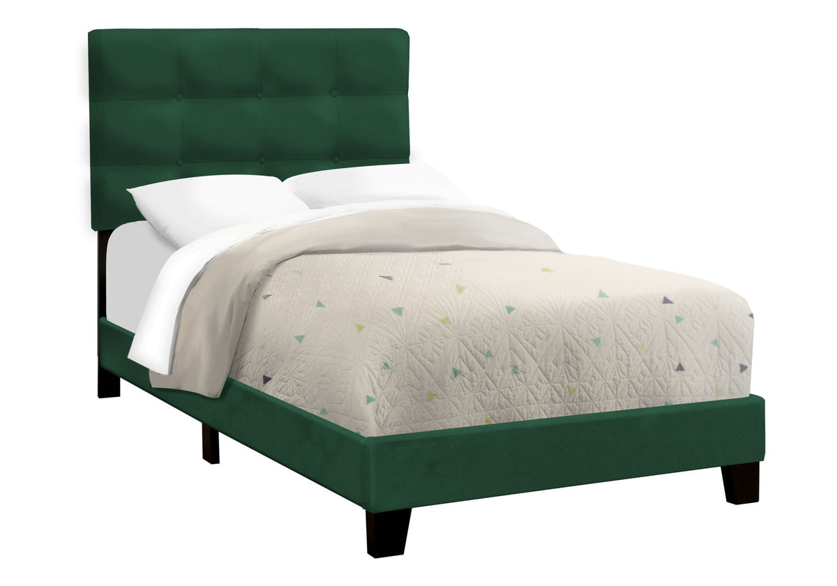 Transitional Upholstered Bed Frame with Tufted Fabric - Multiple Colors