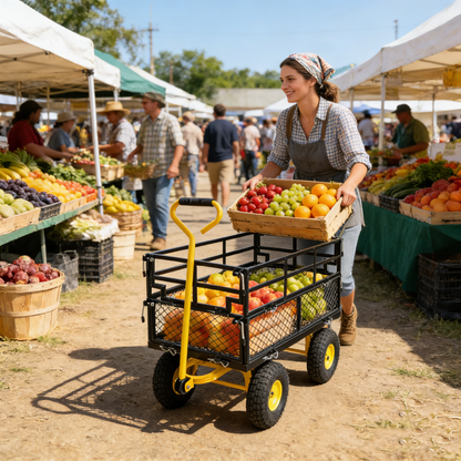 Outdoor Wagon Cart with Metal Frame - Green