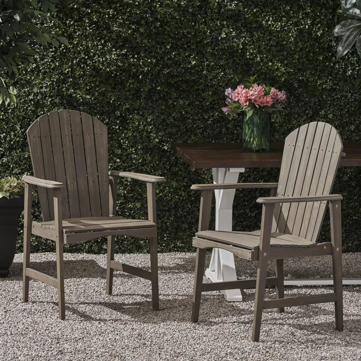 Weather Resistant Acacia Wood Adirondack Dining Chairs Set of 2 - Multiple Colors