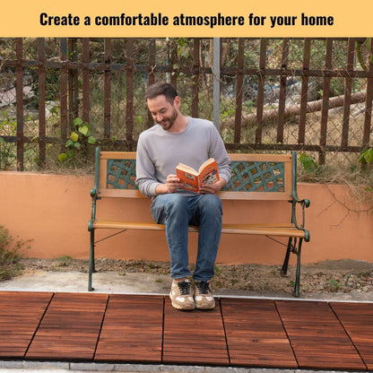 Striped Interlocking Deck Tiles with Waterproof Design - Brown, Gray, Light Brown