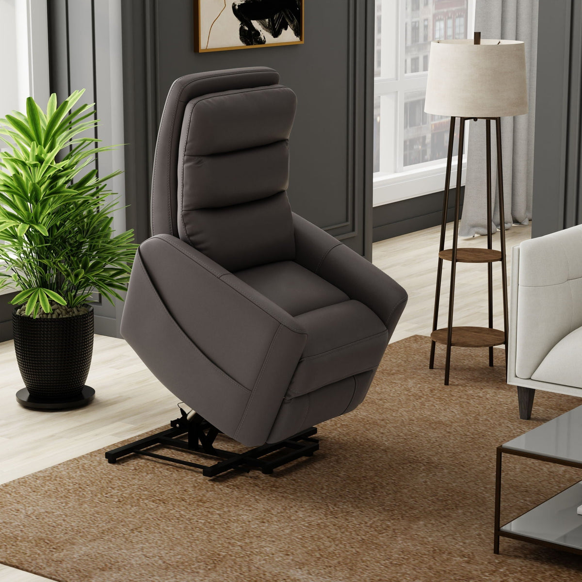 Power Lift Chair with Full Recline and USB Charging - Faux Leather