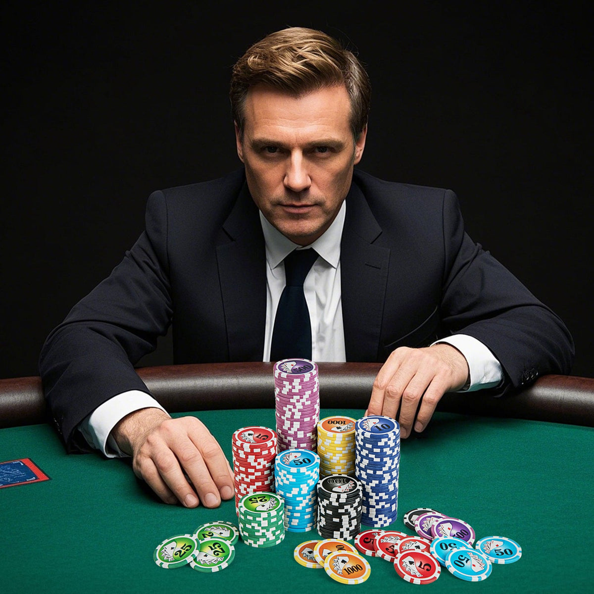 Casino Poker Chips with 600 Pieces Chips Texas Holdem Poker Chip Set-Black