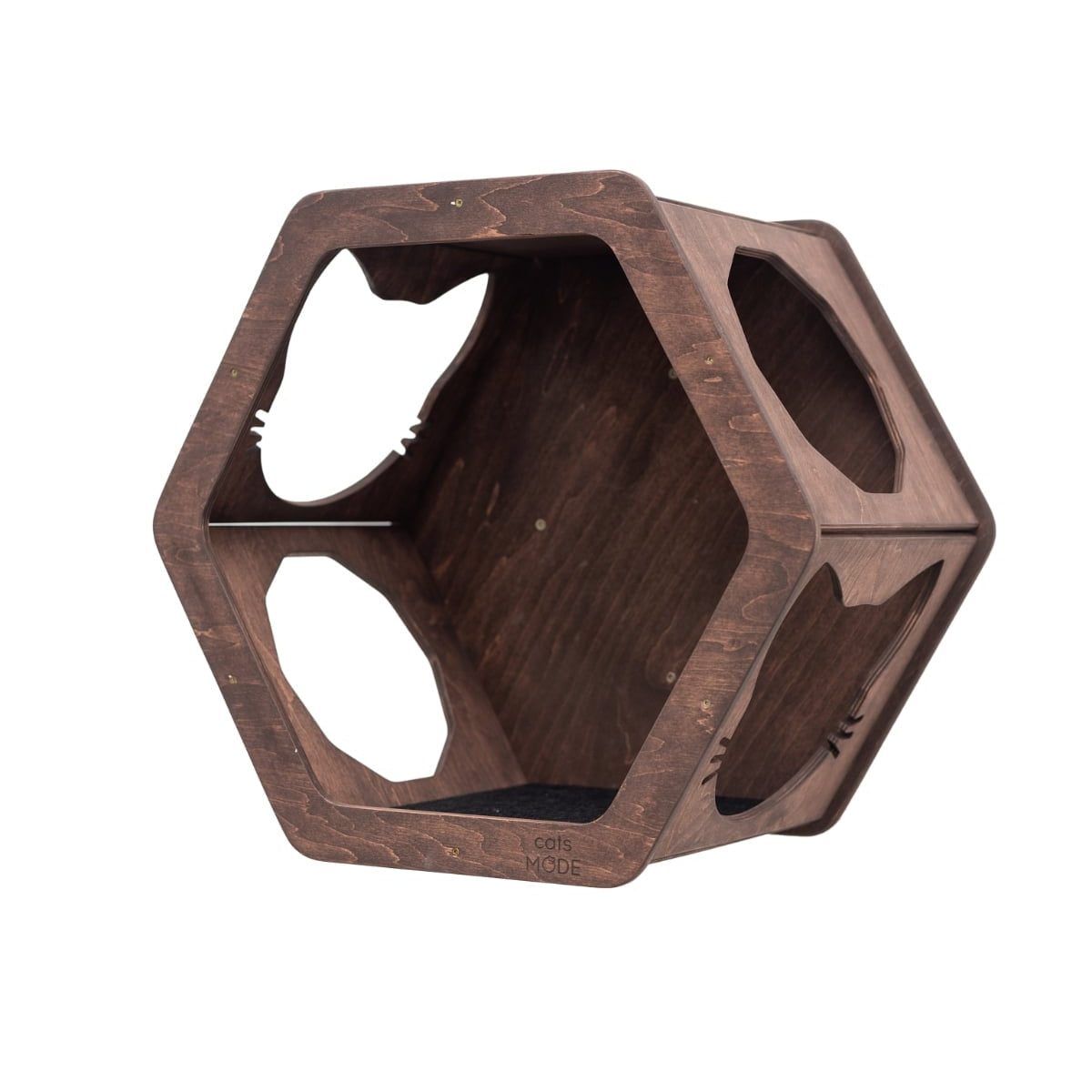 Cat Hexagon Shelf Dark Walnut