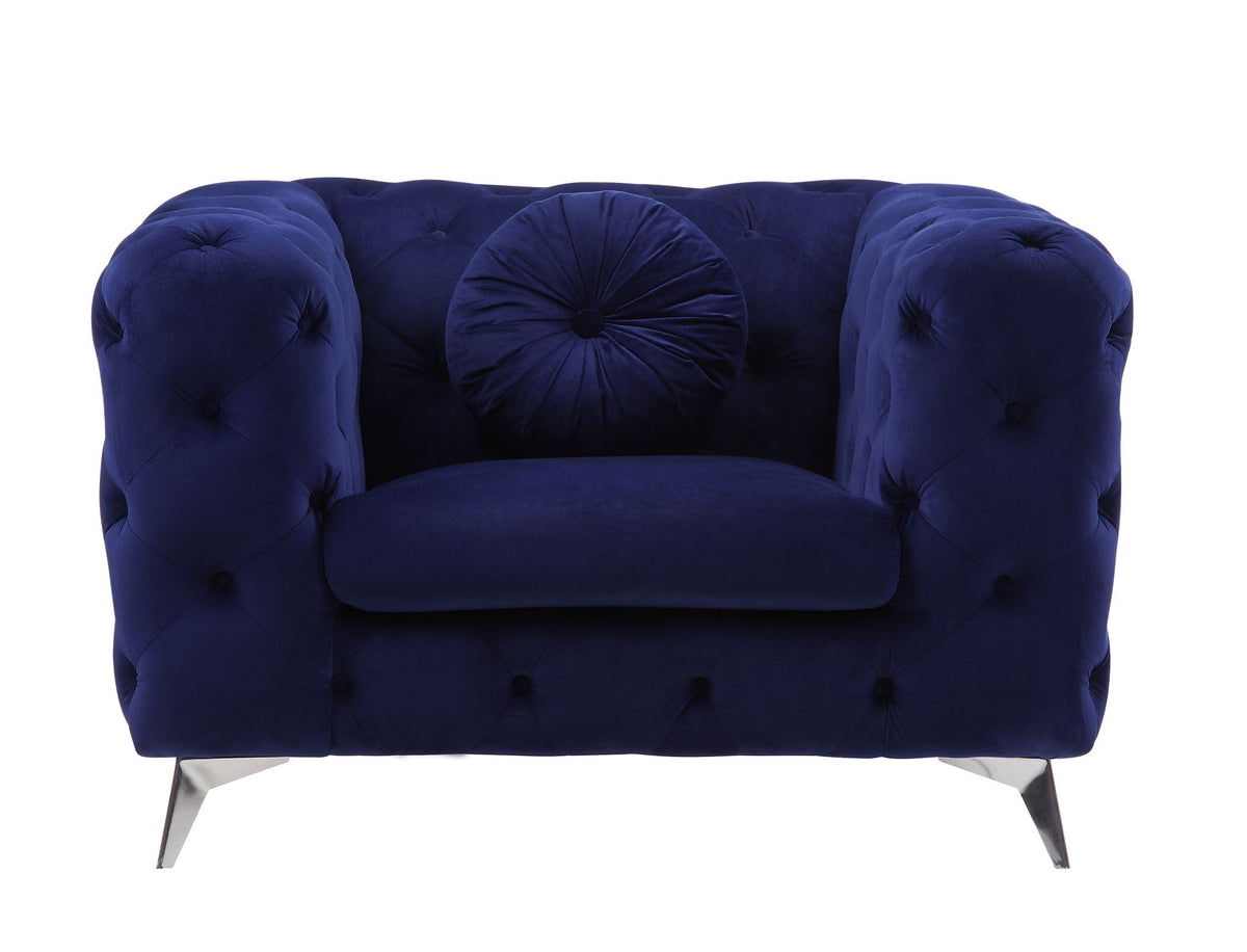 Fabric Atronia Arm Chair with Button-Tufted Backrest - Blue or Purple