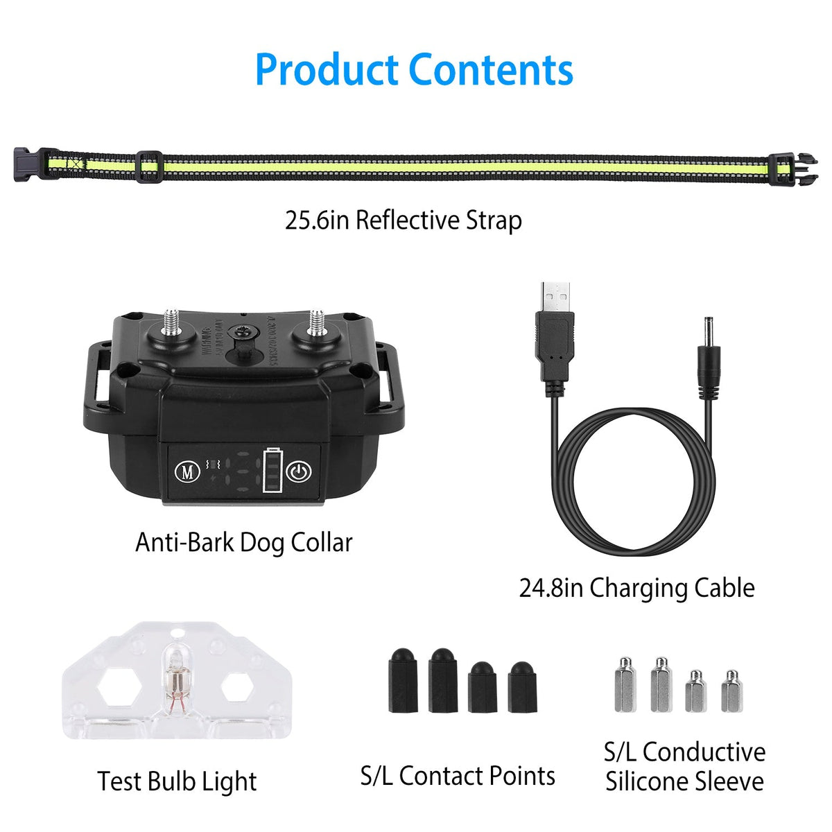 Dog Bark Collar Rechargeable Waterproof Beep Vibration Static Stimulation Bark Stopper Automatic Identification Collar with 6 Intensity Dual Modes