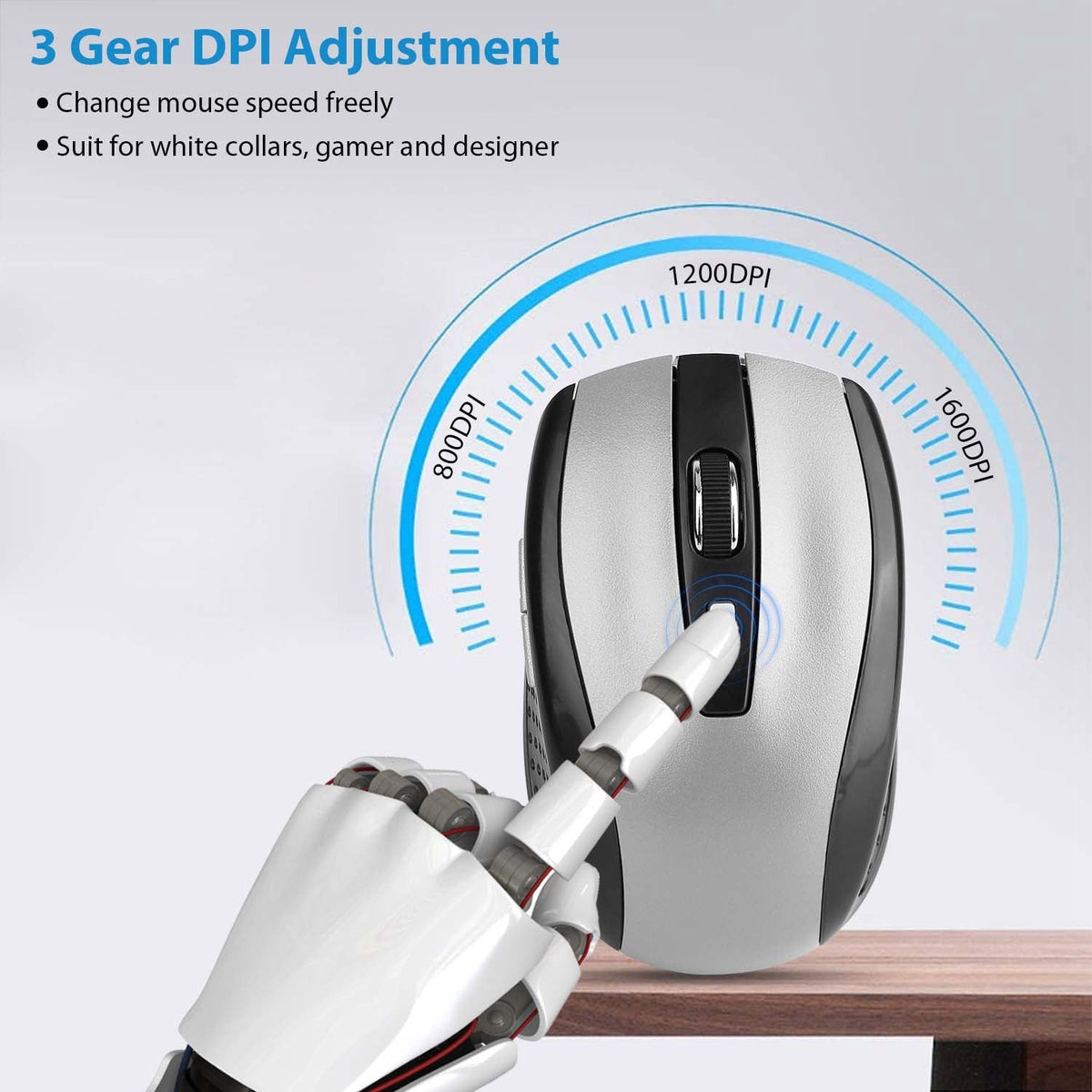 2.4G Wireless Gaming Mouse Optical Mice w/ Receiver 3 Adjustable DPI 6 Buttons For PC Laptop Computer Macbook
