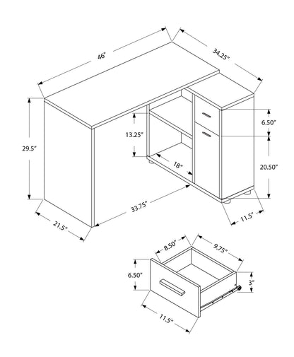 L-Shaped Computer Desk with Storage Drawers - Multiple Colors