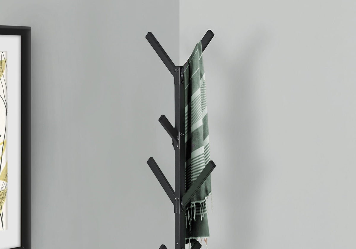 Freestanding Coat Rack with 8 Hooks - Black, Gray, or White