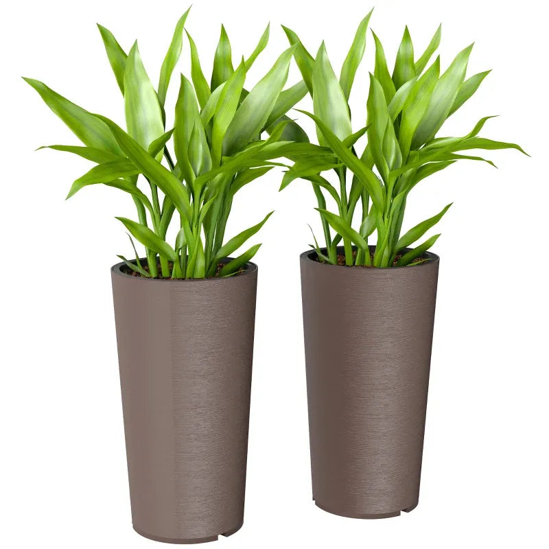 Tall Stackable Planters Set of 2 with Flexible Drainage - Brown