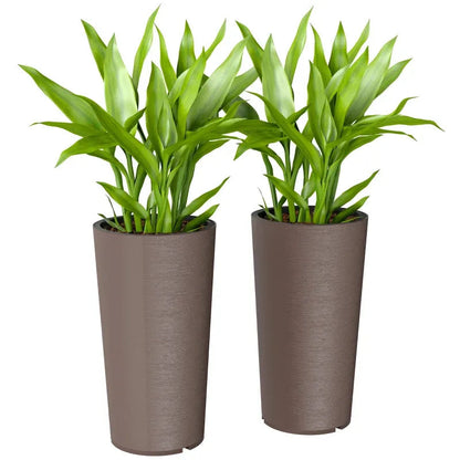 Tall Stackable Planters Set of 2 with Flexible Drainage - Brown