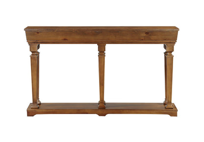 Garrison Wooden Console Table with Base Shelf - Light Brown