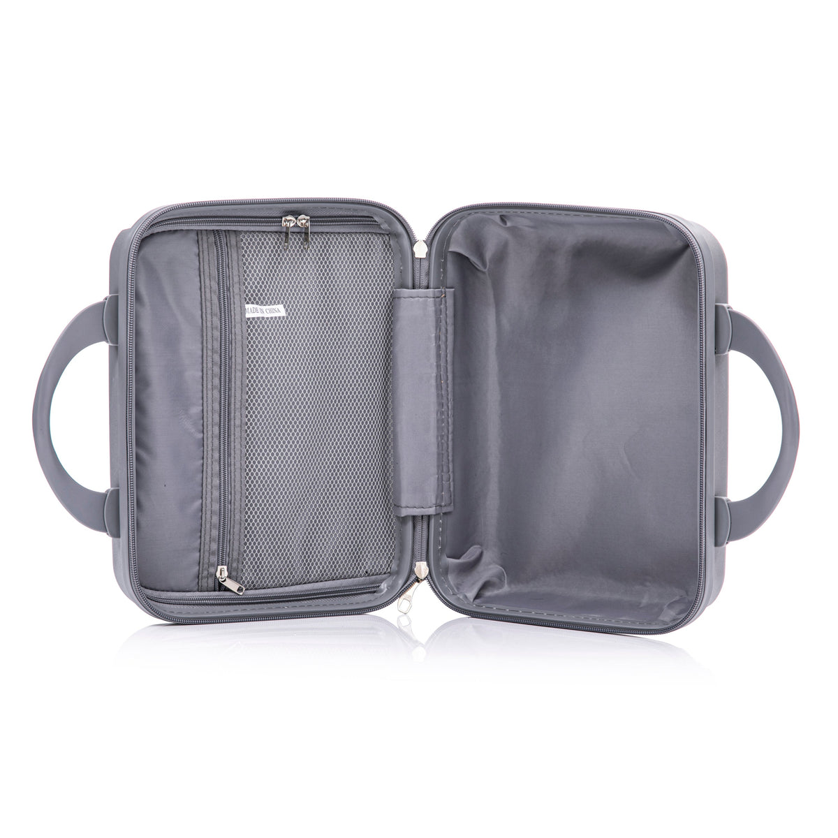 4-Piece Polypropylene Luggage Set with Spinner Wheels and Cosmetic Case - Light Gray
