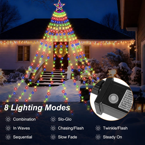 11.5FT 350-LED Multicolor Star Waterfall Tree Lights – Waterproof