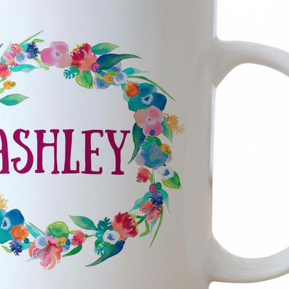Floral Watercolor Mug - Personalized Gift for Bridesmaids