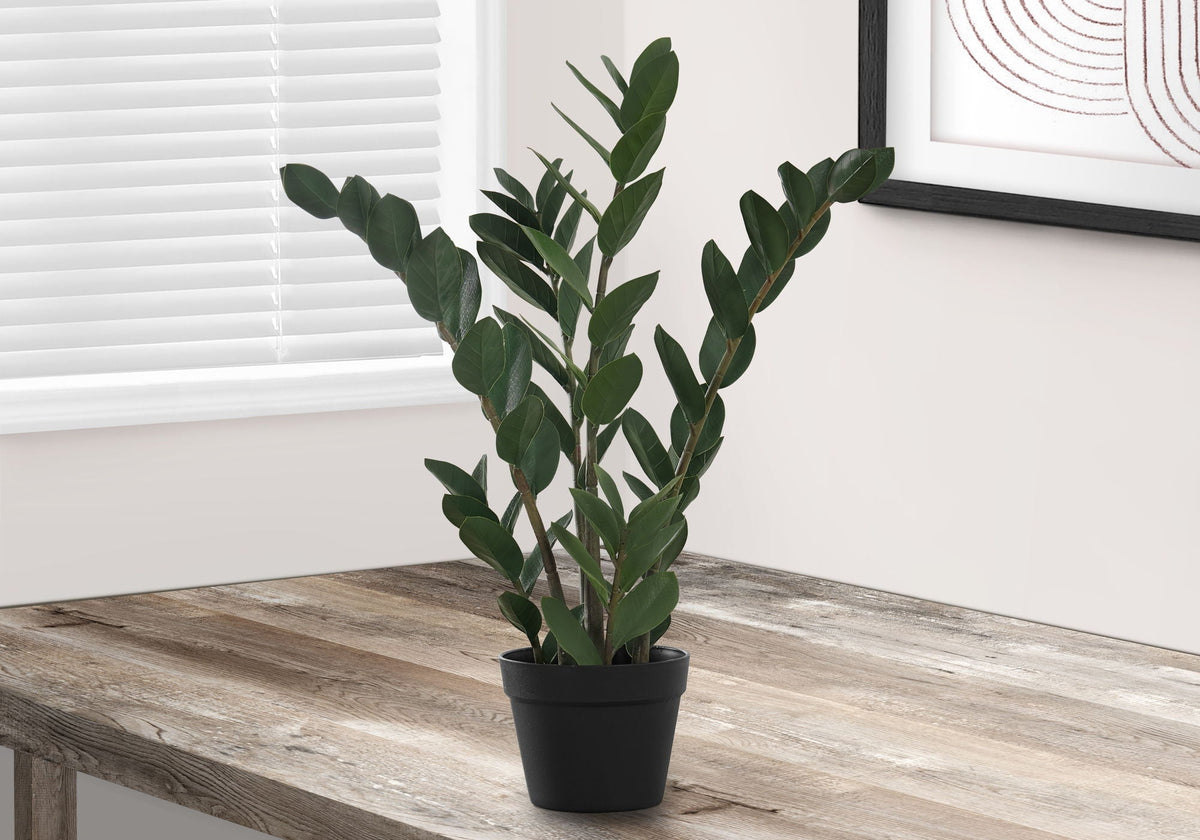 29" Tall Artificial Zz Tree with Black Pot - Green