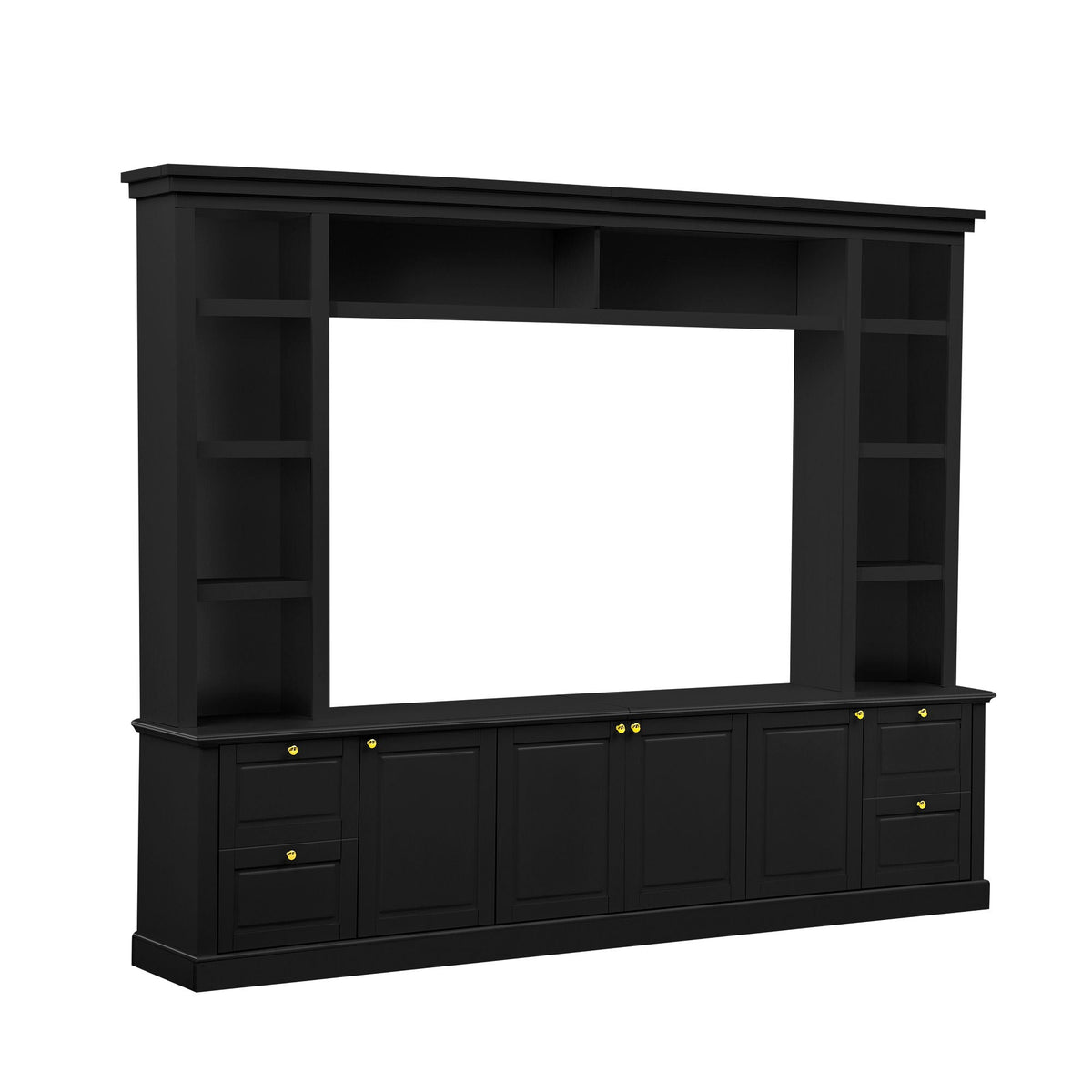 All-In-One TV Stand With Bookcase for TVs Up to 70 Inches - Black or White